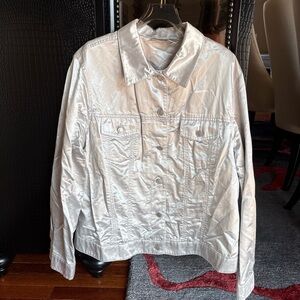 Chico's Metallic Silver Jean Jacket Lightweight XL